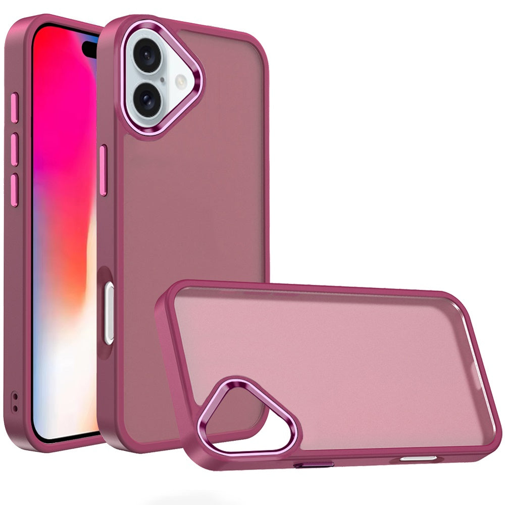 For Apple iPhone 16 Plus (6.7") Slim Fit Thin Hybrid Frosted Matte Polished Oil Thick Acrylic Hard PC TPU Rubber Frame Case Cover