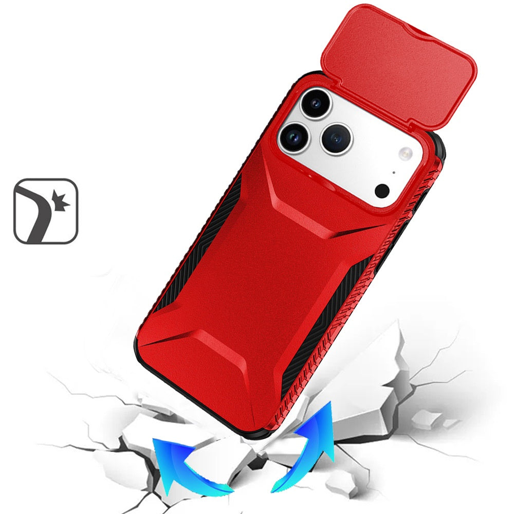 For Apple iPhone 17 Pro Max (6.9") Slim Fit Shockproof Hybrid with Slide Camera Window Covering, Rugged Tpu Silicone Hard PC Bumper Case Cover