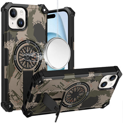 For Apple iPhone 17 Pro Max Magnetic Invisible Kickstand Holder with CD Texture Design, Shockproof Hybrid Military Grade Heavy Duty Case Cover