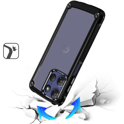 For Motorola Moto G Stylus 5G 2026 /2025 Hybrid Transparent Rubber with Metal Buttons & Camera Edges Hard TPU Corner Frame Bumper Case Cover