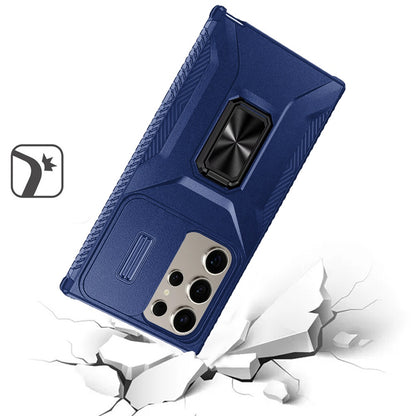 For Samsung Galaxy S26 Case, Camera Cover with Magnetic Rotation Ring Stand, Military Grade Hybrid Hard TPU Shockproof Case Cover