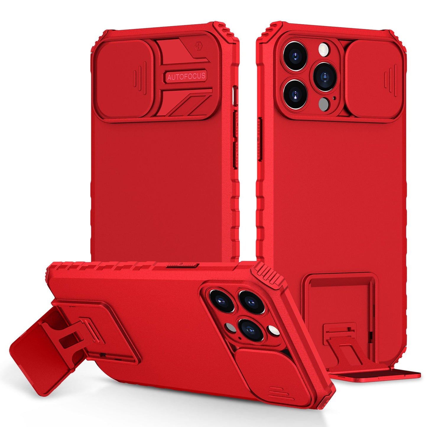 For iPhone XR Hybrid Hard PC & TPU Rubber Shockproof with Kickstand & Covered Camera Protection Case Cover Black