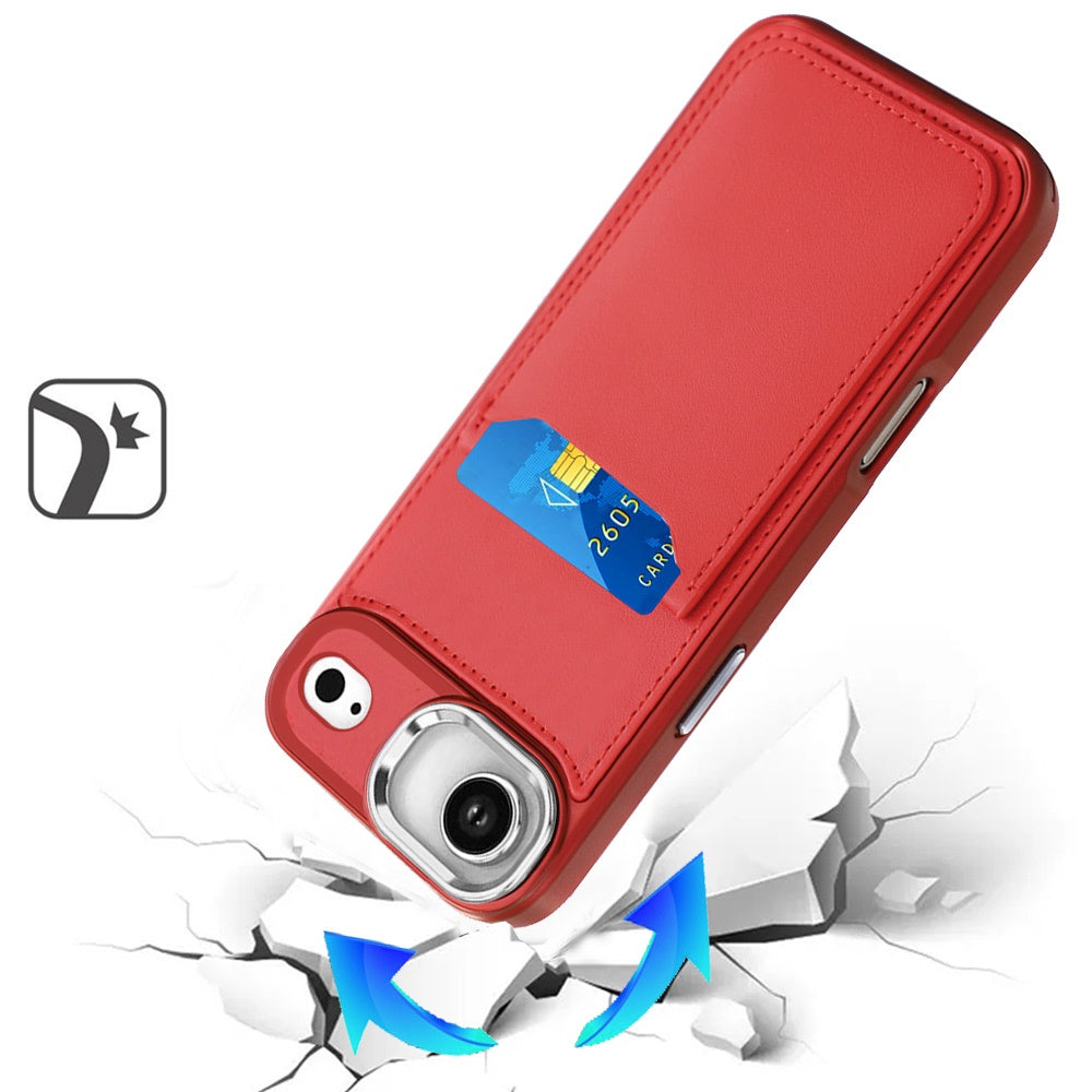 For Apple iPhone 17 Air (6.6") PU Leather Wallet Cover with Credit Card Holder, Kickstand & Mirror Inside Slim Fit TPU & PC Hybrid Design Case Cover