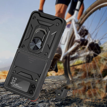 For Samsung Galaxy Z Flip 7 FE / Z Flip 6 Magnetic Ring Stand with Camera Protection Shock Resistant Hybrid Durable Grip Kickstand Function Case Cover