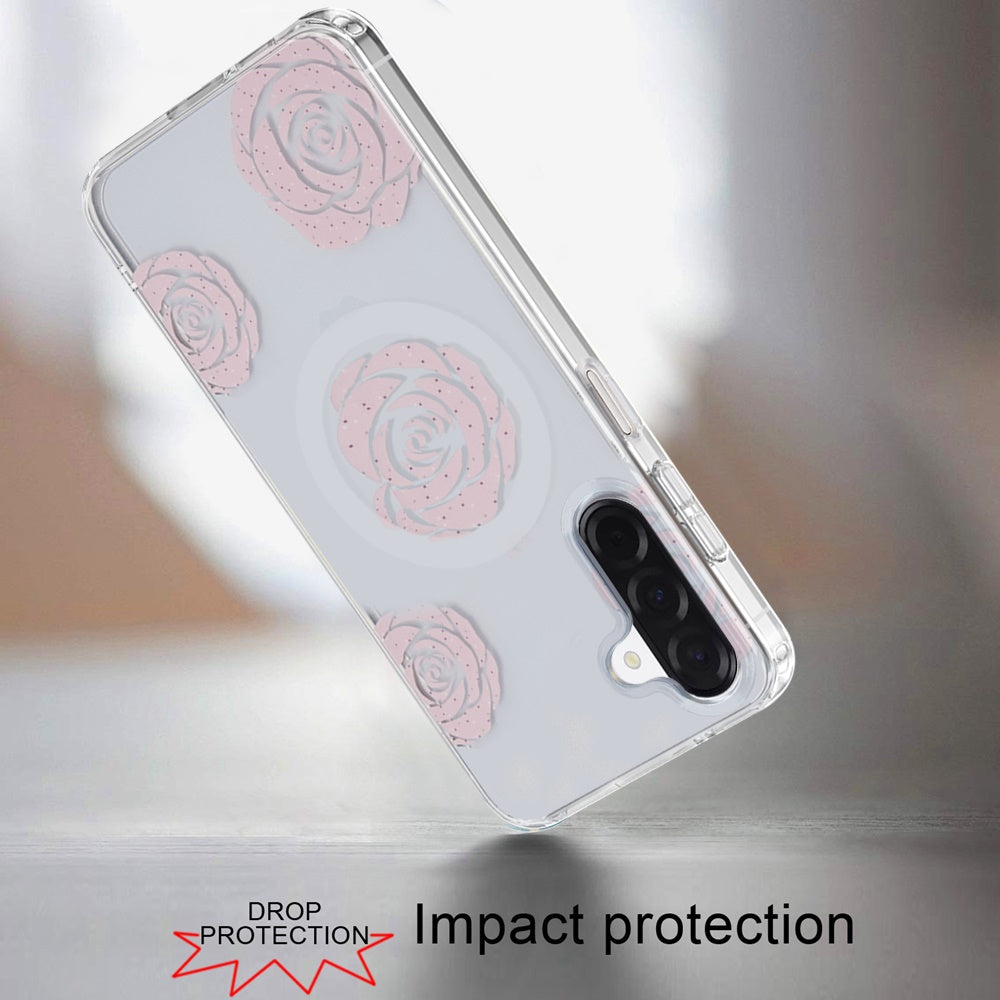 Phone Case for Samsung Galaxy A17 5G Shockproof Dual Layer TPU IMD Print Rugged Anti-Slip Grip Drop Protection Scratch Resistant Slim Fit Glossy Floral Heart Aesthetic Cover