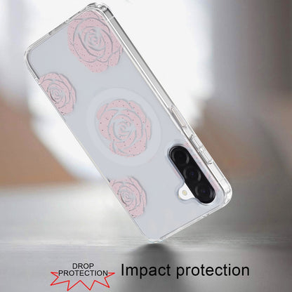 Phone Case for Samsung Galaxy A17 5G Shockproof Dual Layer TPU IMD Print Rugged Anti-Slip Grip Drop Protection Scratch Resistant Slim Fit Glossy Floral Heart Aesthetic Cover
