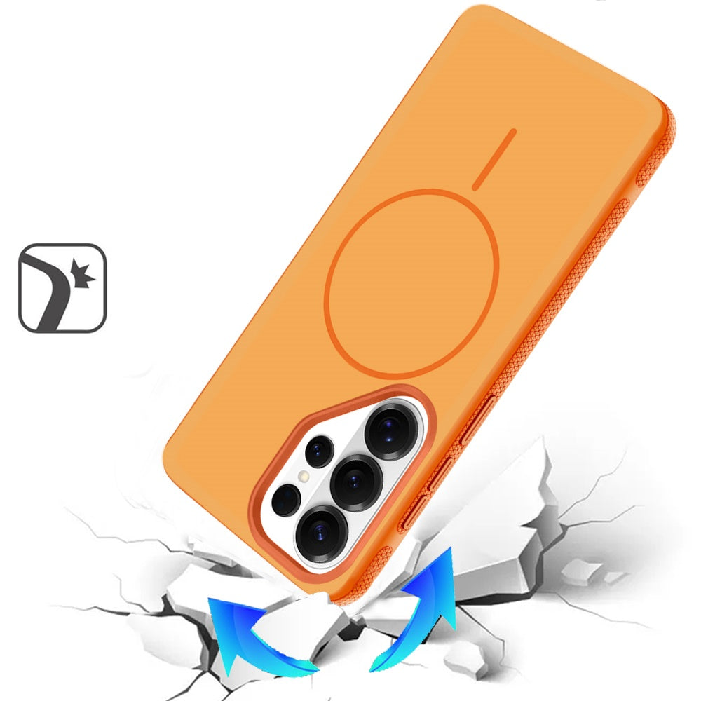 For Samsung Galaxy S25 Ultra Super Magnetic Premium Edged Core Matte Thick Hybrid Drop Protection Shockproof Design Case Cover Cosmic Orange
