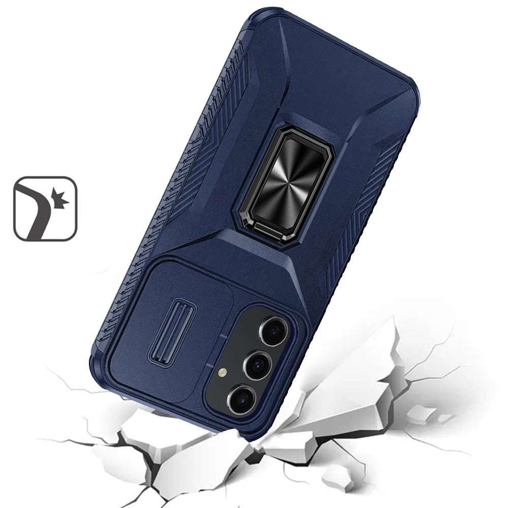 For Samsung Galaxy A15 5G Case, Camera Cover with Magnetic Rotation Ring Stand, Military Grade Hybrid Hard TPU Shockproof Case Cover