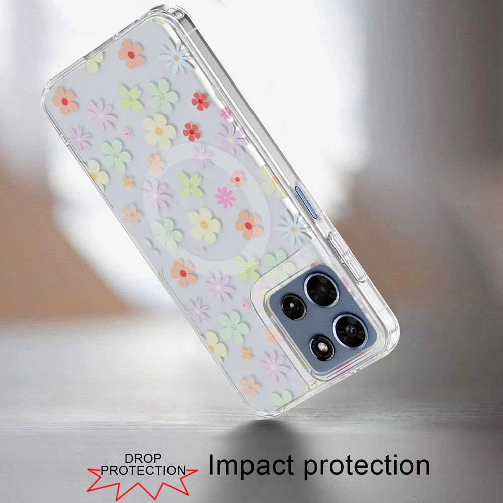 Phone Case for Motorola Moto G Play 5G 2026 Shockproof Dual Layer TPU IMD Print Rugged Anti-Slip Grip Drop Protection Scratch Resistant Slim Fit Glossy Floral Heart Aesthetic Cover