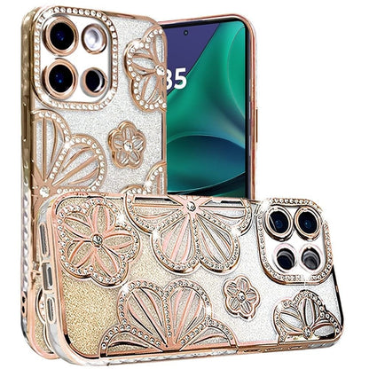 For Motorola Moto G Stylus 5G 2026 /2025 Luxury Flower Design Sparkle Glitter Diamond Rhinestone Shimmer Bling Plating Thick TPU Hard PC Case Cover