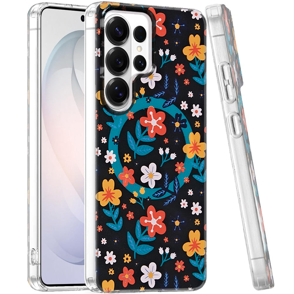 Phone Case for Samsung Galaxy S26 Ultra Shockproof Dual Layer TPU IMD Print Rugged Anti-Slip Grip Drop Protection Scratch Resistant Slim Fit Glossy Floral Heart Aesthetic Cover