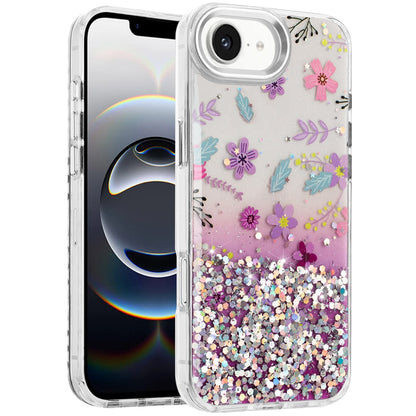 For Apple iPhone 17E /16E Fashion Beautiful Epoxy Design Hybrid Fashion Stylish TPU Protective, Shockproof Hybrid PC Case Cover Colorful Summer Flower