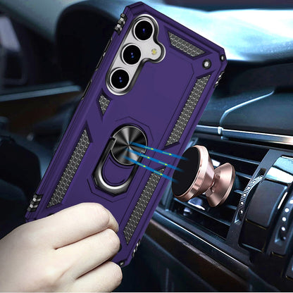 For Samsung Galaxy S25 FE, S25 Fan Edition Hybrid Shockproof Durable 360 Degree Rotatable Ring Stand Holder Kickstand Fit Magnetic Car Mount Case Cover