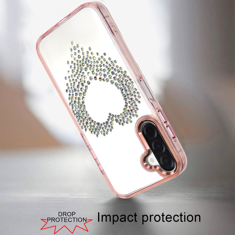 Angel Hearts Bling Glitter Diamond Hybrid TPU Cover, Colorful Frame Shockproof Protective Back