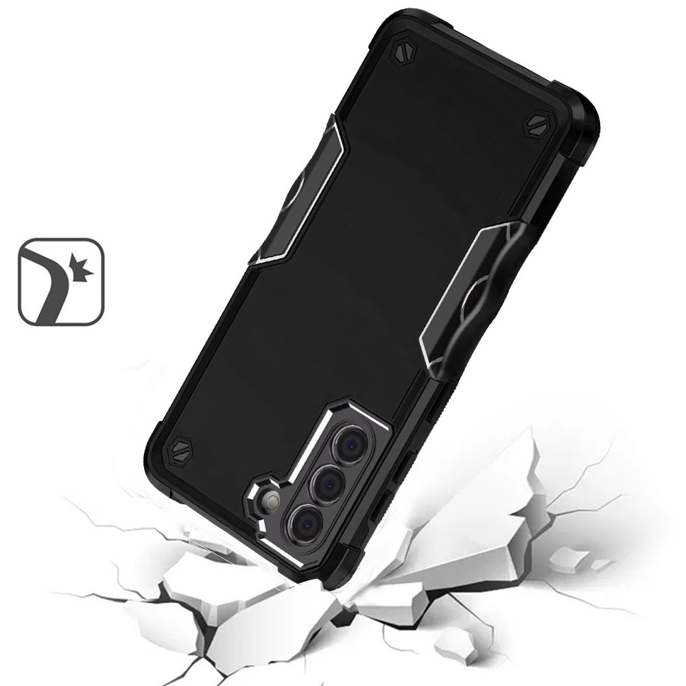 For Samsung Galaxy S21+ Plus Slim Tough Shockproof Hybrid Heavy Duty 2in1 Dual Layer TPU Bumper Rugged Rubber Defend Armor Case Cover Black