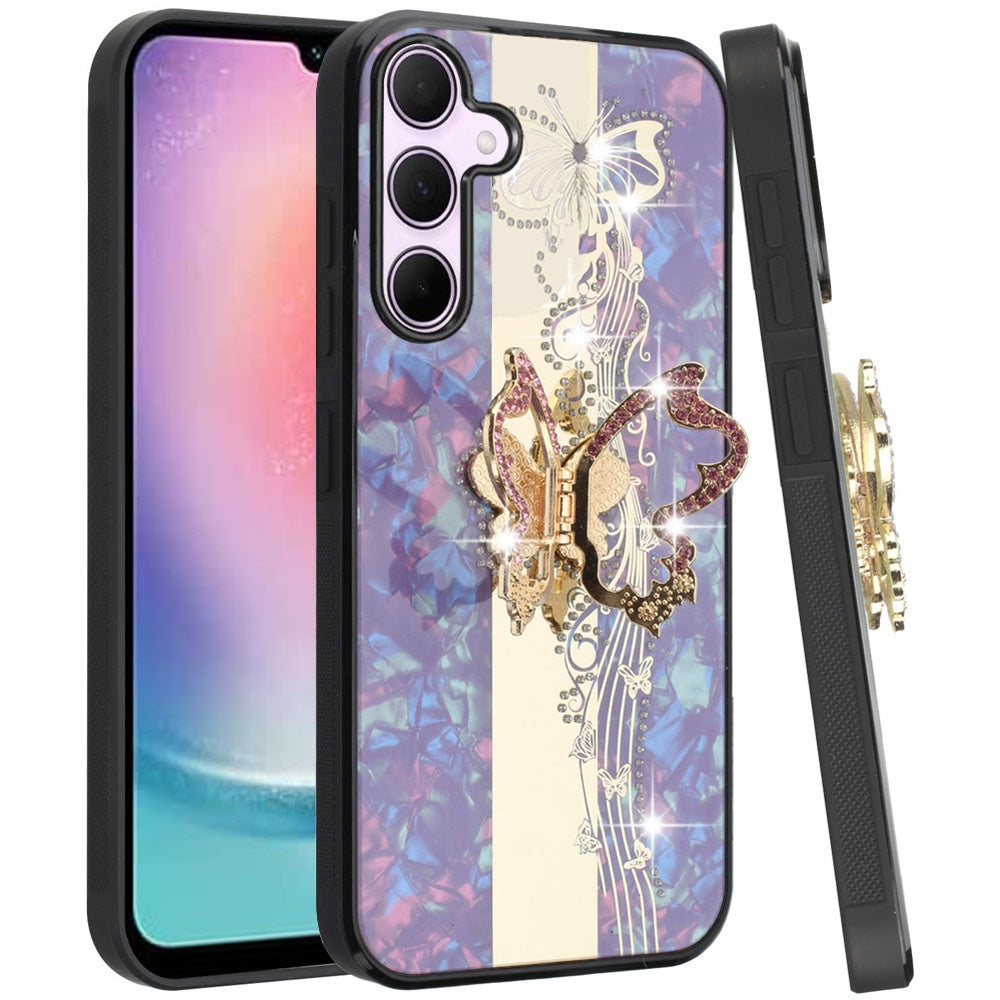 For Samsung Galaxy A26 Diamonds 3D Fashion Bling Sparkly Glitter Ornaments Engraving Hybrid with Ring Stand Case Cover