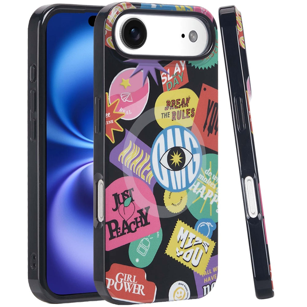 For Apple iPhone 17 Pro Stylish Pattern Fashion IMD Printed Design TPU Slim Shockproof Protective with Magnetic Back Case Cover