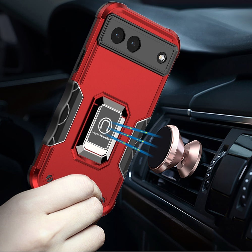 For Google Pixel 7A Hybrid Stand Magnetic Ring Holder Kickstand Heavy Duty Rugged Drop Silicone & Hard PC Shockproof Case Cover