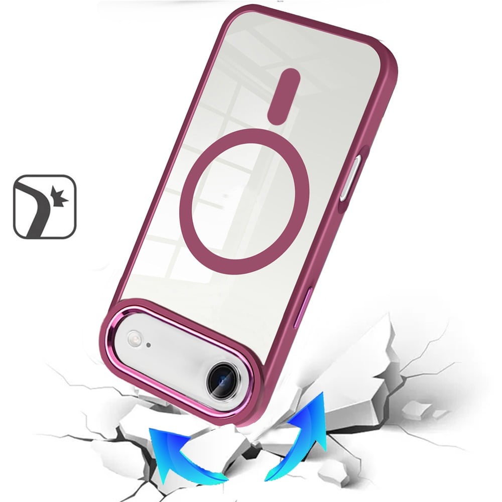 For Apple iPhone 17 Air (6.6") MagSafe Compatible Transparent Greatest Clear Acrylic with Color Frame Thick Hybrid TPU Hard Case Cover