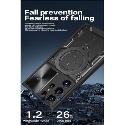 For Samsung Galaxy S25 /S24 Hybrid Shockproof with Magnetic Ring Stand, Compatible with Magsafe & Sliding Camera Lens Protector Case Cover