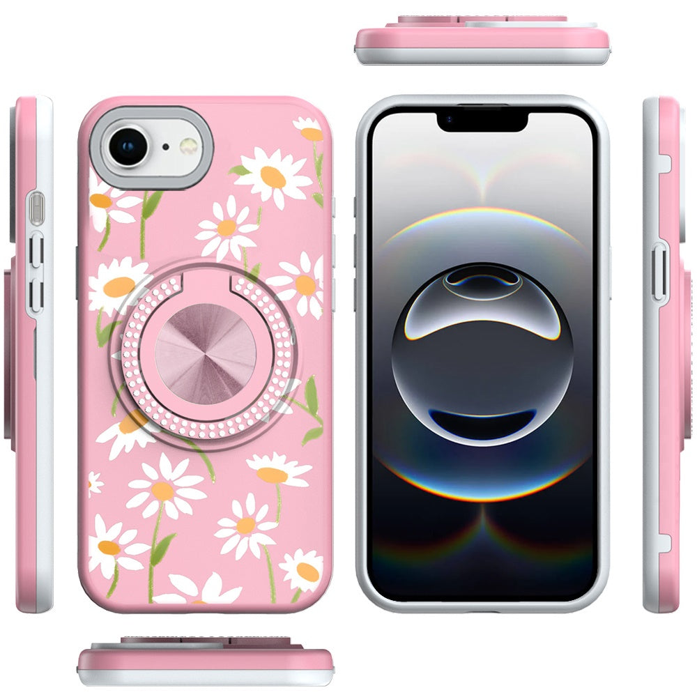 For Samsung Galaxy S23 Ultra Pattern Design Hybrid with Invisible Ring Stand & Magnetic Back, Shockproof Protective Grip Case Cover