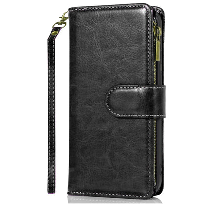 For Samsung Galaxy A57 Leather Wallet Case with Zipper, 9 Card Slots, Cash Pocket, Stand & Strap, Clutch Pouch Design Case Cover Black