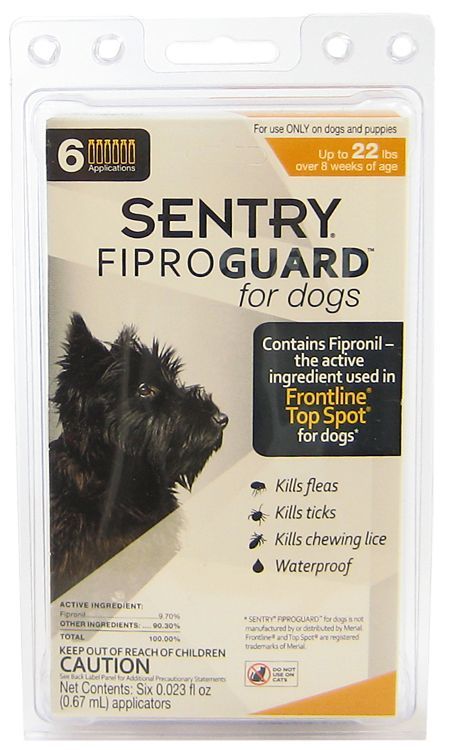 Sentry FiproGuard for Dogs [Flea & Tick Dips] Dogs up to 22 lbs (6 Doses)