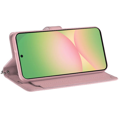 For Samsung Galaxy A57 Wallet Cases PU Leather with Credit Card /ID /Cash Holder Slot Dual Flip Book Pouch, Stand and Strap Case Cover Rose Gold