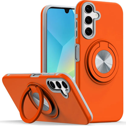 For Samsung Galaxy A16 5G Metal Matte Hybrid with Invisible Rotational Ring Stand, Car Mount Friendly, Military Grade Slim Fit Sturdy Case Cover Cosmic Orange