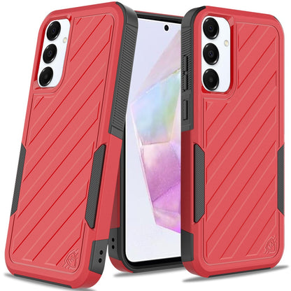 For Samsung Galaxy A36 Premium Hybrid Rugged lined Shockproof Textured 2-in-1 Non-Slip Hard PC & TPU Non Slip Tough Case Cover