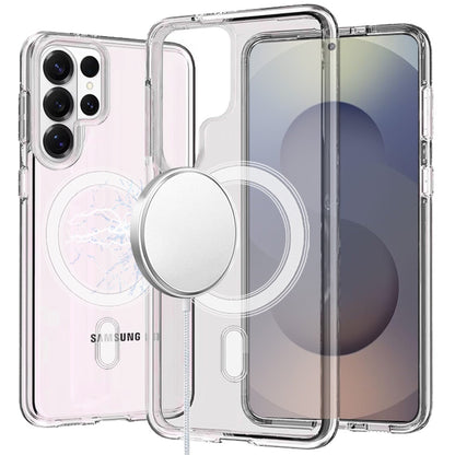 For Samsung Galaxy S26 Ultra MagSafe Compatible Transparent Hybrid Case with Magnetic Circle, Shock Absorption TPU Rubber Case Cover