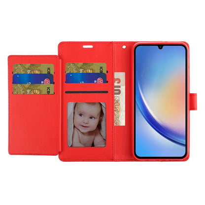 For Apple iPhone 16 Pro (6.3") Premium Leather Wallet with Credit Card ID Slots Cash Holder Duo Flip Pouch Stand and Strap Case Cover