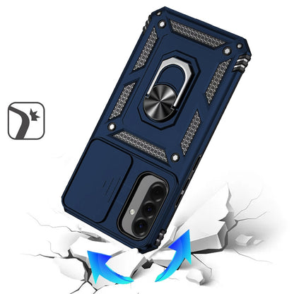 For Samsung Galaxy A37 Hybrid Ring Shockproof with 360° Rotate Ring Kickstand, Camera Lens Protection, Soft Edge Bumper Case Cover