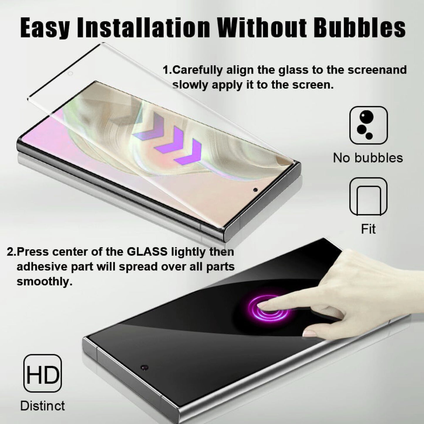 For Samsung Galaxy S20 5G Tempered Glass Screen Protector with Fingerprint Unlocking 3D Curved Edge Full Glue & Full Coverage Protector Clear Black