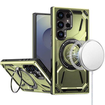 For Samsung Galaxy S25 Ultra Hybrid Magnetic Ring and 360° Rotational Kickstand with MagSafe Compatible, Military Grade Drop Protection Case Cover