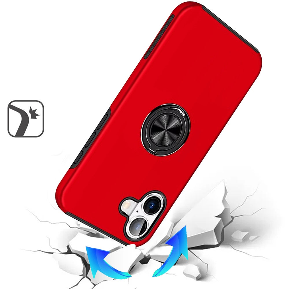 For Apple iPhone 17 Hybrid 360 Degree Rotatable Metal Invisible Ring Stand Holder Slim Fit Magnetic Car Mount Shockproof Case Cover