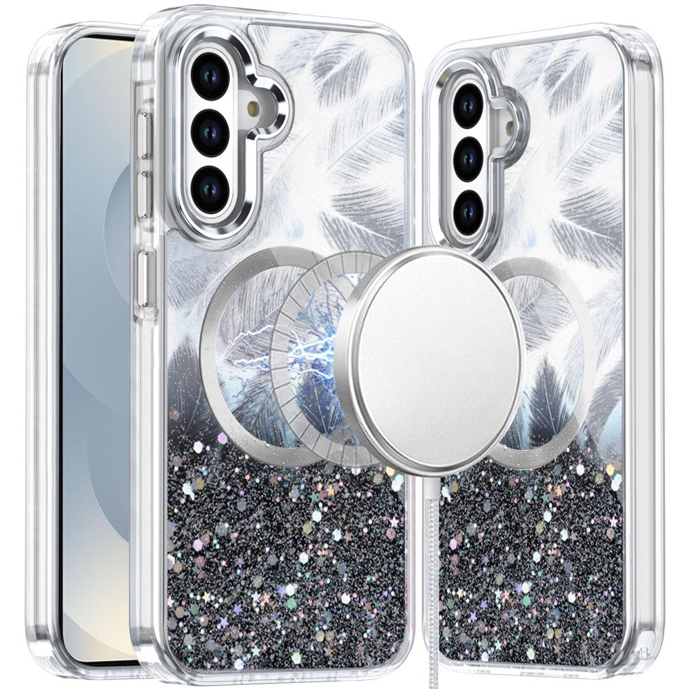 For Samsung Galaxy S26 Epoxy Glitter Shimmer Fashion Case with Magnetic Magsafe Compatible Hybrid Sparkling Slim Protective Case Cover