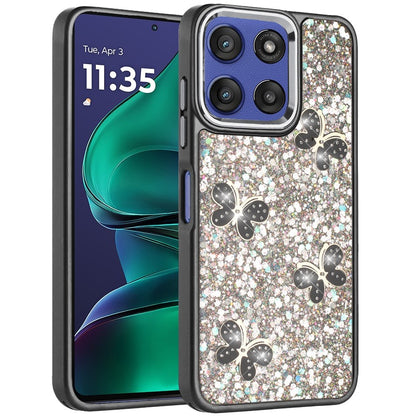 For Motorola Moto G Stylus 5G 2026 /2025 Cute Butterfly Crystal Diamond Glitter Case Sparkle Bling Frame Metallic Edges, Shimmer TPU Hybrid Case Cover