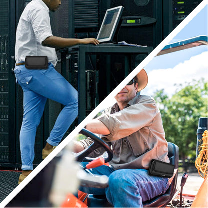 For Apple iPhone 16 Pro (6.3") Universal Leather Belt Holster Horizontal Pouch Phone Holder with Belt Loop / Clip Waistband (Large) Cover [Black]