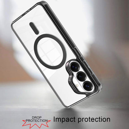 For Samsung Galaxy S25 /S24 MagSafe Compatible Integrated Technology Clean Transparent Hybrid Armor TPU Frame Case Cover Black