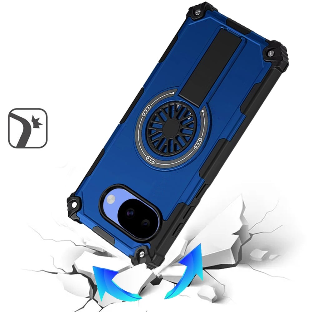 Phone Case for Google Pixel 10A Invisible Kickstand Magnetic Car Mount Friendly Shockproof Texture Anti Slip Durable Grip Heavy Duty Hybrid Cover