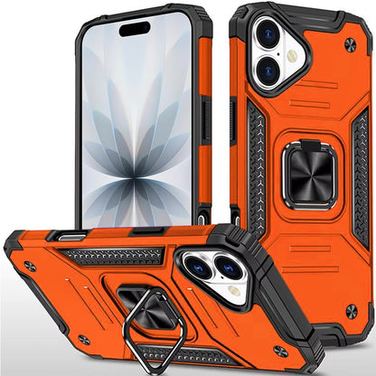 For Apple iPhone 17 Armor Hybrid Magnetic Stand with Ring Holder Kickstand Shockproof Heavy-Duty Durable Rugged TPU Dual Layer Case Cover