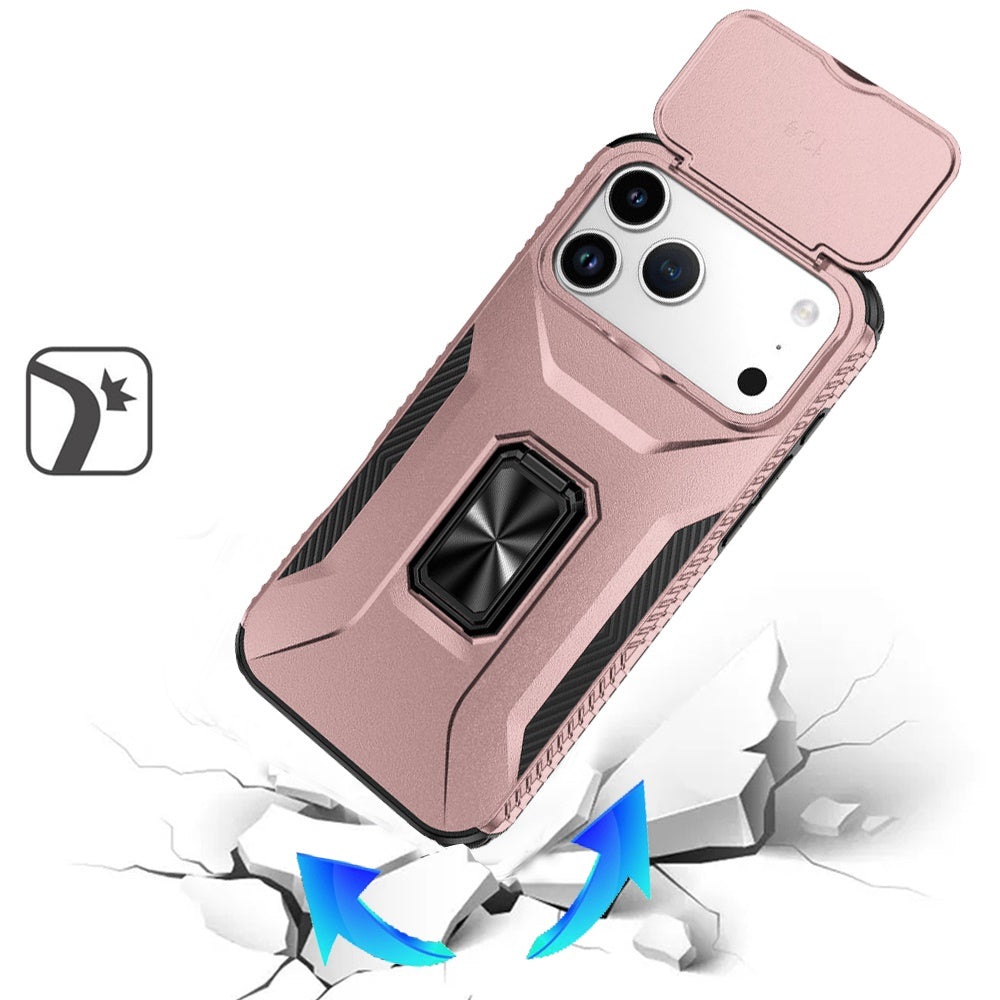 For Apple iPhone 17 Pro Max (6.9") Case, Camera Cover with Magnetic Rotation Ring Stand, Military Grade Hybrid Hard TPU Shockproof Case Cover