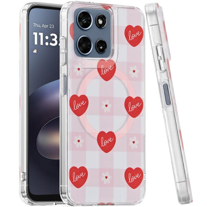 Phone Case for Motorola Moto G 5G 2026 / 2025 Shockproof Dual Layer TPU IMD Print Rugged Anti-Slip Grip Drop Protection Scratch Resistant Slim Fit Glossy Floral Heart Aesthetic Cover
