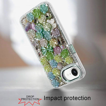 For Samsung Galaxy A57 Muti-Color Floral Fashion Bling Crystal 3D Full Diamonds Stones Sparkle Rhinestone Glitter Hybrid Case Cover