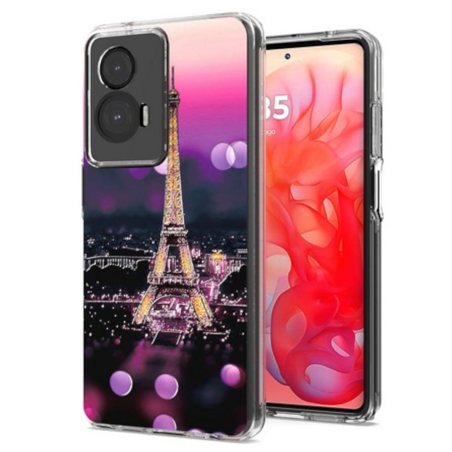 For Motorola Moto G Power 5G 2026 Hybrid Clear Frame with Trendy Pattern Design, Shockproof Hard Back & TPU Rubber Case Cover Eiffel Tower Paris