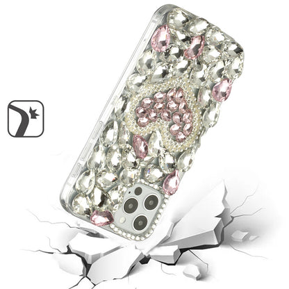 Phone Case for Apple iPhone 16 Pro Max Luxury Full Diamond Glitter 3D Floral Ornament Hybrid Shockproof Stylish Rhinestone Designer Protective Elegant Cover