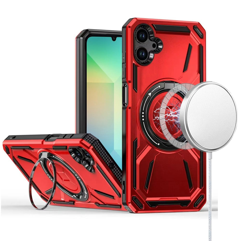 For Samsung Galaxy A06 Hybrid Magnetic Ring and 360° Rotational Kickstand with MagSafe Compatible, Military Grade Drop Protection Case Cover