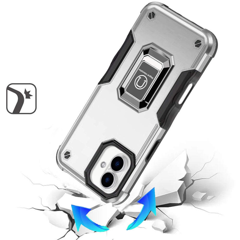 For Apple iPhone 17 (6.3") Hybrid Stand Magnetic Ring Holder Kickstand Heavy Duty Rugged Drop Silicone & Hard PC Shockproof Case Cover