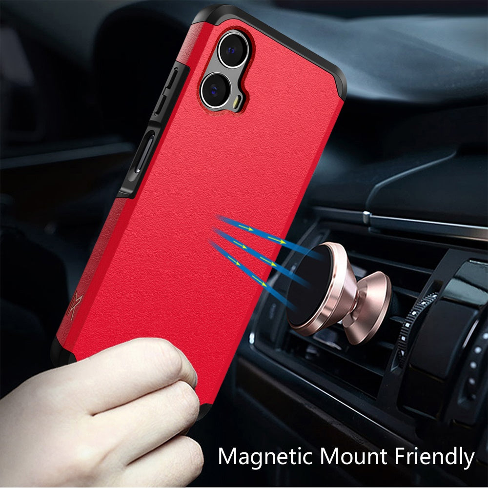 For Motorola Moto G 5G 2024 Premium Slim Tough 2in1 Hybrid Case Dual-Layer PC TPU Rubber Armor with Shockproof Protection Case Cover Red